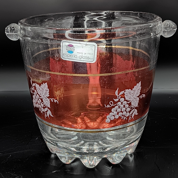 Vintage Ruby Glass Ice Bucket and Cup - Spa Lubiana Italy - Picture 13 of 13